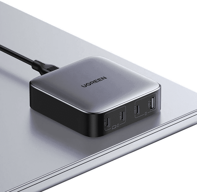 Мережевий зарядний пристрій UGREEN CD328 GaN 100W 1xUSB-A 3-USB-C PD3.0 QC4.0 Wall Charger Gray (90928)  Фото №1