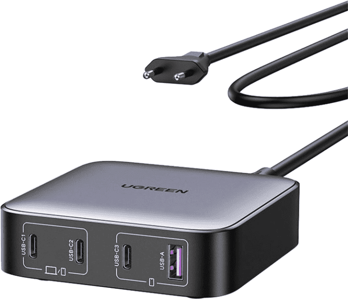 Мережевий зарядний пристрій UGREEN CD328 GaN 100W 1xUSB-A 3-USB-C PD3.0 QC4.0 Wall Charger Gray (90928)