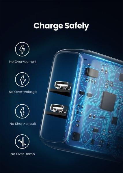 Сетевое зарядное устройство UGREEN CD243 40W 2xUSB-C, PD3.0 Wall Charger White (10343)  Фото №5