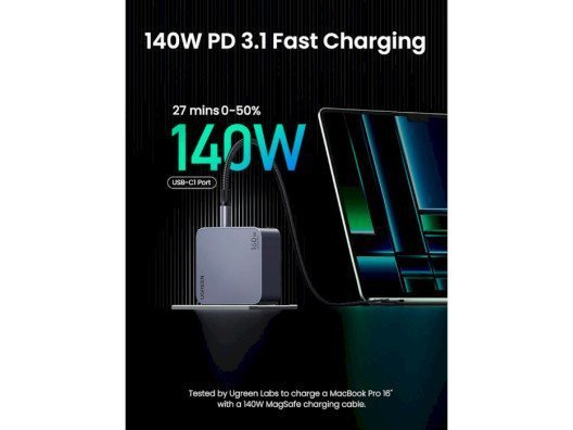 Мережевий зарядний пристрій UGREEN X763 Nexode Pro Space Gray (25877)  Фото №1
