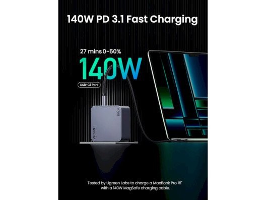 Мережевий зарядний пристрій UGREEN X763 Nexode Pro Space Gray (25877)  Фото №1