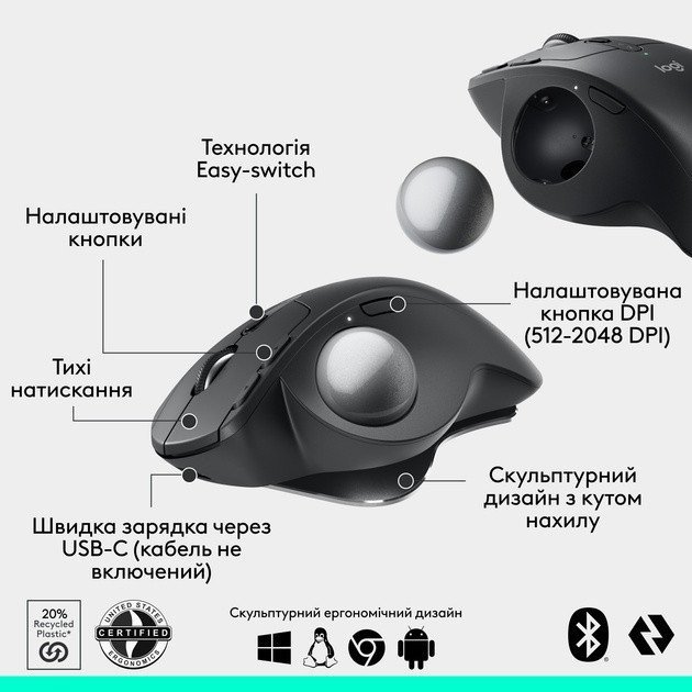 Мышь Logitech MX Ergo S Graphite (910-007260)  Фото №4