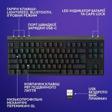 Клавиатура Logitech G515 LIGHTSPEED Black (920-012538)  Фото №5