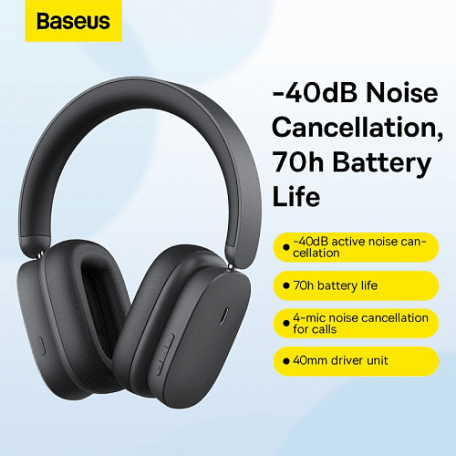 Навушники з мікрофоном Baseus Bowie H1 Black (NGTW230013)  Фото №7