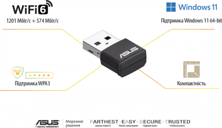 Wi-Fi адаптер ASUS USB-AX55 Nano (90IG06X0-MO0B00)  Фото №3