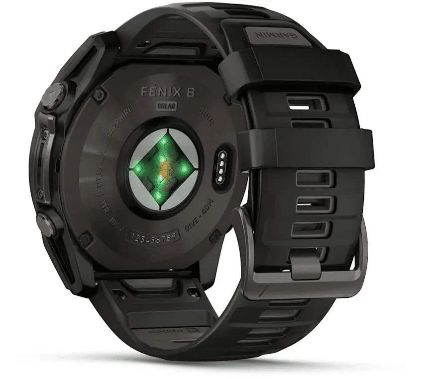 Смарт-годинник Garmin Fenix 8 51mm Solar Sapphire Carbon Gray DLC Titanium w. Black/Pebble Gray S. Band (010-02907-10/11/7)  Фото №3
