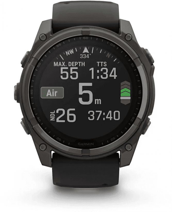 Смарт-годинник Garmin Fenix 8 51mm Solar Sapphire Carbon Gray DLC Titanium w. Black/Pebble Gray S. Band (010-02907-10/11/7)  Фото №4