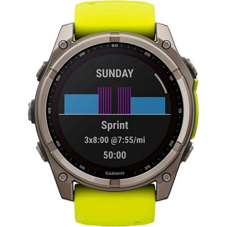Смарт-годинник Garmin Fenix 8 51mm Solar Sapphire Titanium w. Amp Yellow/Graphite Silicone Band (010-02907-20/21)  Фото №5