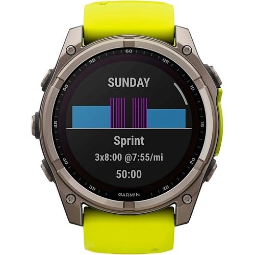 Смарт-годинник Garmin Fenix 8 51mm Solar Sapphire Titanium w. Amp Yellow/Graphite Silicone Band (010-02907-20/21)  Фото №5
