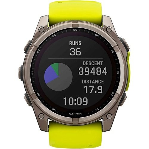 Смарт-годинник Garmin Fenix 8 51mm Solar Sapphire Titanium w. Amp Yellow/Graphite Silicone Band (010-02907-20/21)  Фото №9