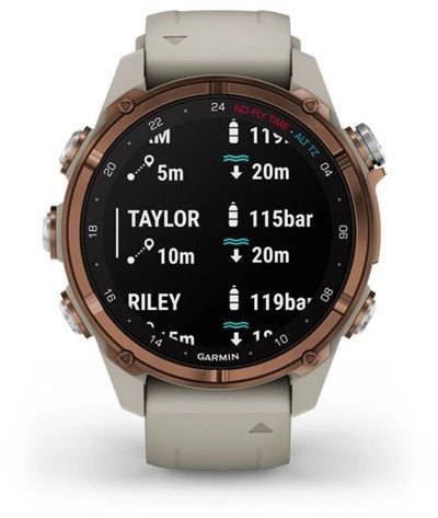 Смарт-часы Garmin Descen Mk3i - 43 мм Bronze PVD Titanium with French Gray Silicone Band (010-02753-13/14)  Фото №8