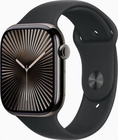 Смарт-часы Apple Watch Series 10 GPS + Cellular 46mm Slate Titanium Case w. Black Sport Band - M/L (MWYE3) (USA)  Фото №0