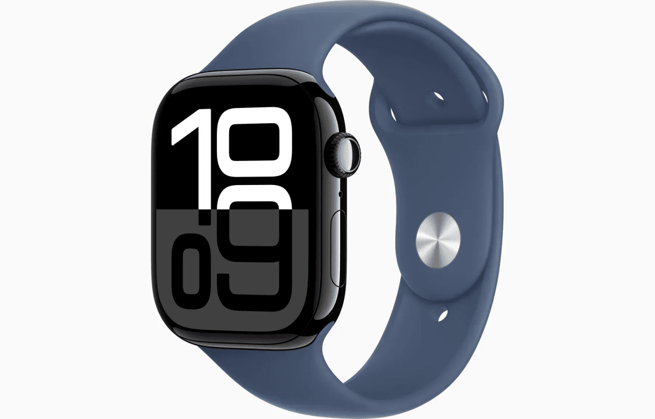 Смарт-часы Apple Watch Series 10 GPS 42mm Jet Black Aluminum Case w. Denim Sport Band S/M (MWWX3+MXLE3)  Фото №1