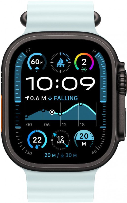 Ремінець Apple Ремінець Ocean Band Ice Blue - Black Titanium Finish для Watch 44/45/46/49mm (MYP83)  Фото №0