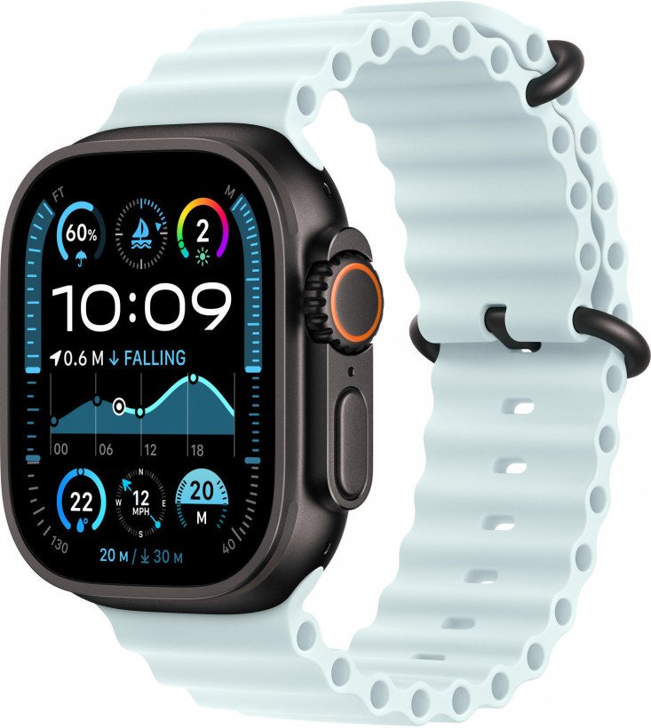 Ремінець Apple Ремінець Ocean Band Ice Blue - Black Titanium Finish для Watch 44/45/46/49mm (MYP83)  Фото №1