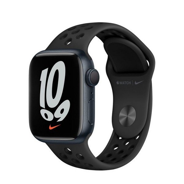 Смарт-часы Apple Watch Nike Series 7 GPS 41mm Midnight Aluminum Case w. Anthracite/Black Nike Sport Band (MKN43)  Фото №0