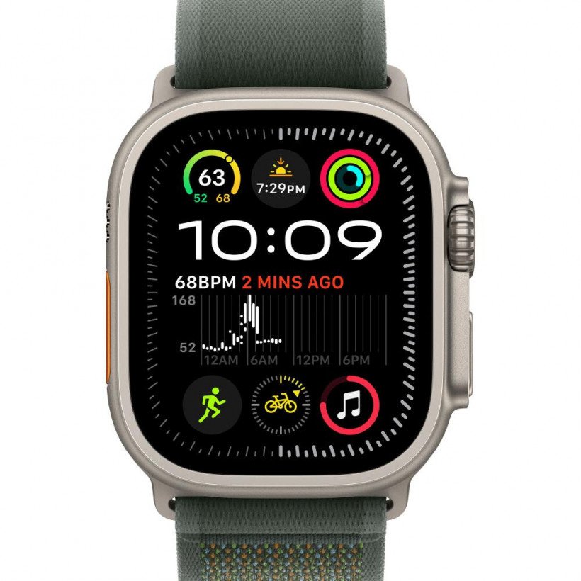 Смарт-годинник Apple Watch Ultra 2 GPS + Cellular 49mm Natural Titan. Case w. Green Trail Loop - S/M (MYT73+MXTN3)  Фото №1