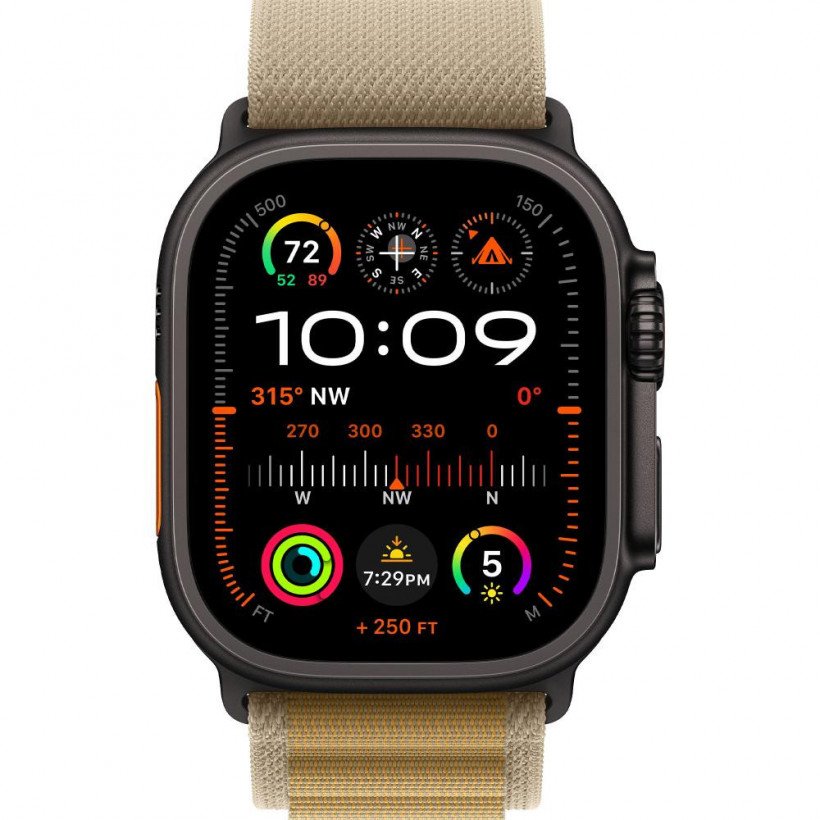 Смарт-часы Apple Watch Ultra 2 GPS+Cellular 49mm Black Titan. Case w. Tan Alpine Loop - Малый (MYTF3+MYQ03)  Фото №0