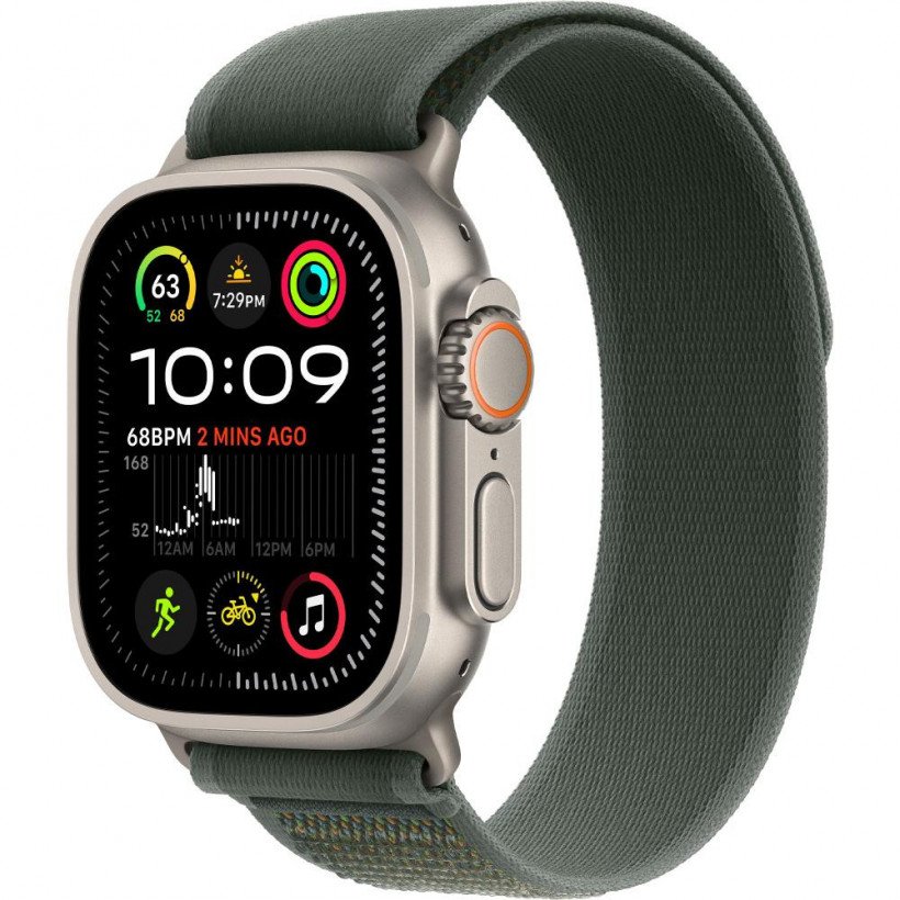 Смарт-годинник Apple Watch Ultra 2 GPS + Cellular 49mm Black Titan. Case w. Green Trail Loop - S/M (MYTJ3+MYQ33)