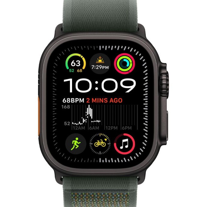 Смарт-часы Apple Watch Ultra 2 GPS+Cellular 49mm Black Titan. Case w. Green Trail Loop - S/M (MYTJ3+MYQ33)  Фото №0