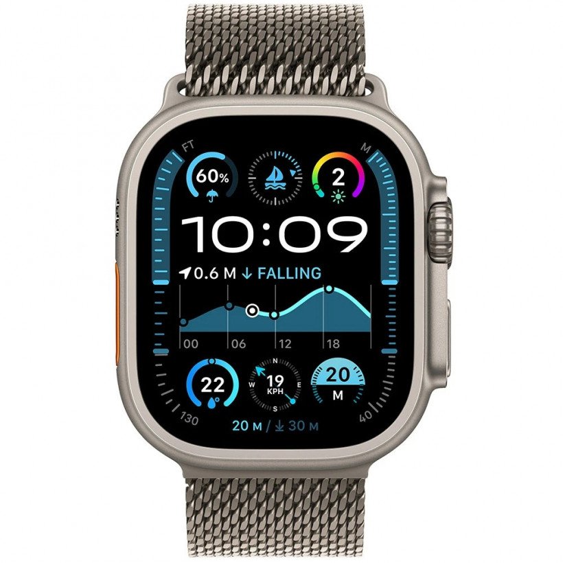 Смарт-часы Apple Watch Ultra 2 GPS + Cellular 49mm Natural Titanium Case w. N. Titanium Milanese Loop - S (MX4M3)  Фото №0