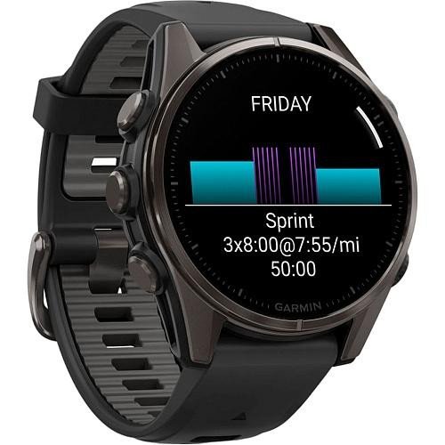 Смарт-часы Garmin Fenix 8 43mm AMOLED Sapphire Carbon Gray DLC Tit. w. Black/Pebble Gray S. Band (010-02903-20/21/28)  Фото №1