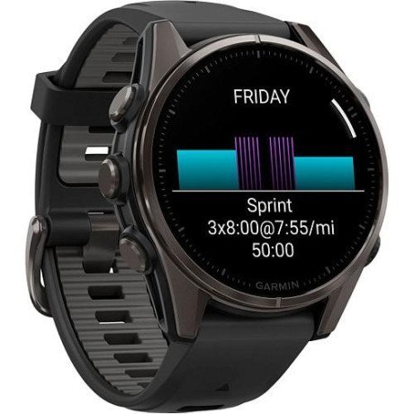 Смарт-часы Garmin Fenix 8 43mm AMOLED Sapphire Carbon Gray DLC Tit. w. Black/Pebble Gray S. Band (010-02903-20/21/28)  Фото №1