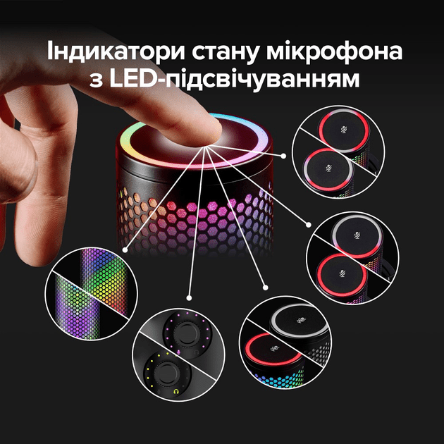 Мікрофон для ПК/ для стрімінгу, подкастів HyperX QuadCast 2 S Black RGB (9A273AA)  Фото №10