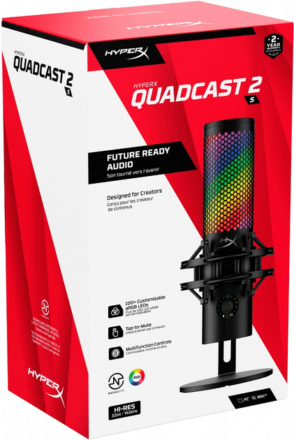 Мікрофон для ПК/ для стрімінгу, подкастів HyperX QuadCast 2 S Black RGB (9A273AA)  Фото №16