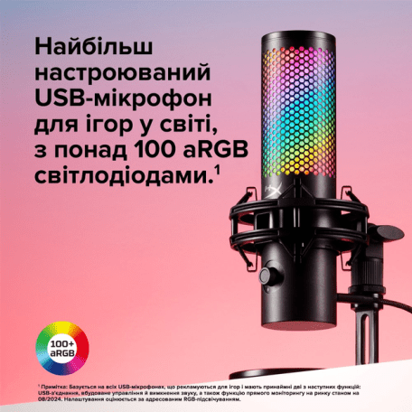 Мікрофон для ПК/ для стрімінгу, подкастів HyperX QuadCast 2 S Black RGB (9A273AA)  Фото №5