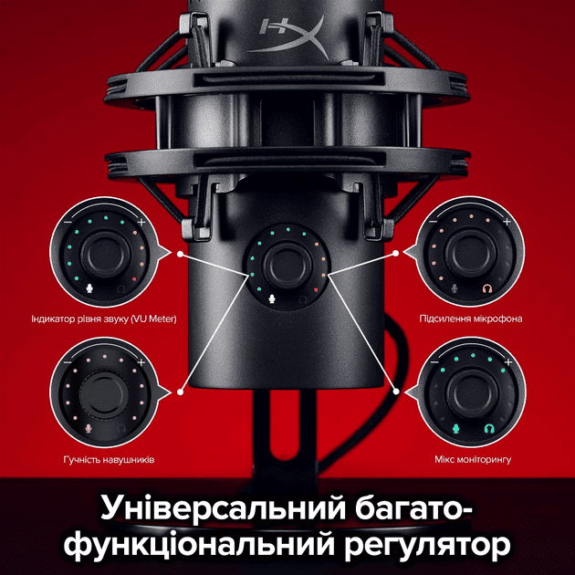 Микрофон для ПК/ для стриминга, подкастов HyperX QuadCast 2 S Black RGB (9A273AA)  Фото №7