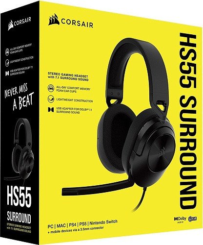 Наушники с микрофоном Corsair HS55 Surround Carbon (CA-9011265)  Фото №9