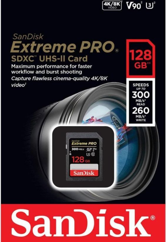 Карта пам&#039;яті SanDisk 128 GB SDXC UHS-II U3 V90 Extreme Pro (SDSDXDK-128G-GN4IN)  Фото №0