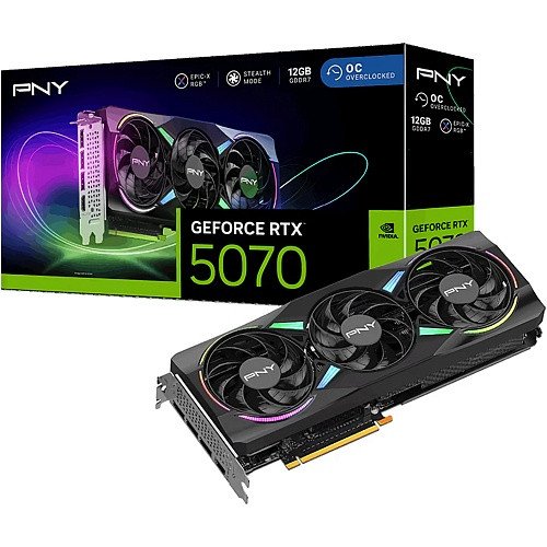 Відеокарта PNY GeForce RTX 5070 ARGB EPIC-X RGB Overclocked Triple Fan (VCG507012TFXXPB1-O)  Фото №0