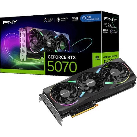 Відеокарта PNY GeForce RTX 5070 ARGB EPIC-X RGB Overclocked Triple Fan (VCG507012TFXXPB1-O)  Фото №0