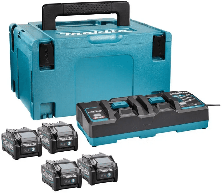 Акумулятор і зарядний пристрій для електроінструменту Makita XGT + BL4040x4 + DC40RB + Makpac (191U28-6)