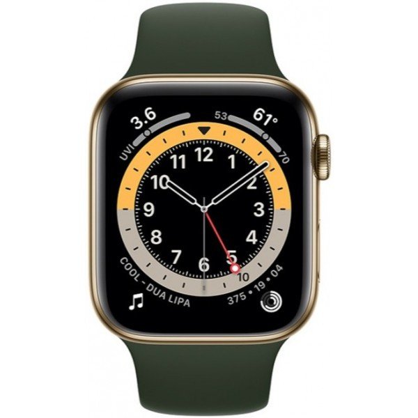 Смарт-годинник Apple Watch Series 6 GPS + Cellular 40mm Gold Stainless Steel Case w. Cyprus Green Sport B. (M02W3) (USA)