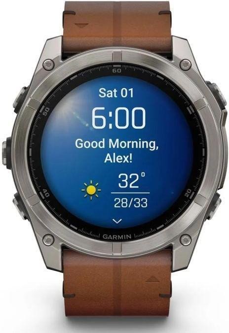 Смарт-годинник Garmin Fenix 8 51mm AMOLED Sapphire Carbon grey DLC w. Chestnut Leather Band (010-02905-40)