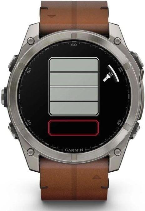Смарт-годинник Garmin Fenix 8 51mm AMOLED Sapphire Carbon grey DLC w. Chestnut Leather Band (010-02905-40)  Фото №0
