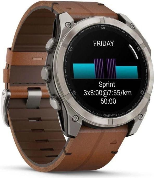 Смарт-годинник Garmin Fenix 8 51mm AMOLED Sapphire Carbon grey DLC w. Chestnut Leather Band (010-02905-40)  Фото №4