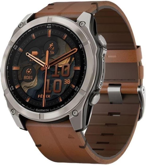 Смарт-годинник Garmin Fenix 8 51mm AMOLED Sapphire Carbon grey DLC w. Chestnut Leather Band (010-02905-40)  Фото №6