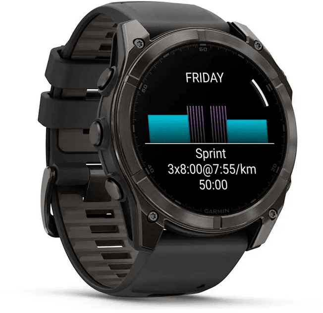 Смарт-годинник Garmin Fenix 8 51mm AMOLED Sapphire Carbon Gray DLC Titanium w. Black/Pebble Gray S. Band (010-02905-20/21)  Фото №1