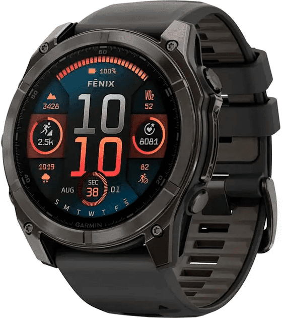 Смарт-годинник Garmin Fenix 8 51mm AMOLED Sapphire Carbon Gray DLC Titanium w. Black/Pebble Gray S. Band (010-02905-20/21)  Фото №0