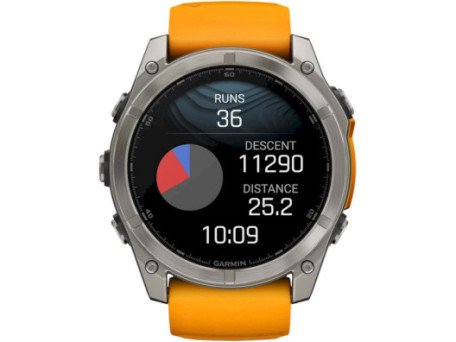 Смарт-годинник Garmin Fenix 8 51mm AMOLED Sapphire Titanium w. Spark Orange/Graphite Silicone Band (010-02905-10/11/53)