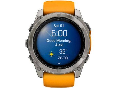 Смарт-годинник Garmin Fenix 8 51mm AMOLED Sapphire Titanium w. Spark Orange/Graphite Silicone Band (010-02905-10/11/53)  Фото №6