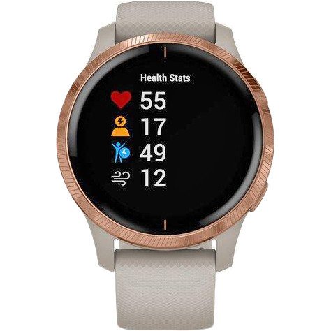 Спортивные часы Garmin Venu Rose Gold Stainless Steel Bezel w. Light Sand and Silicone B. (010-02173-23/22/21) (Refurbished)