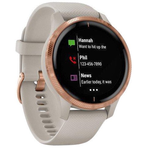 Спортивные часы Garmin Venu Rose Gold Stainless Steel Bezel w. Light Sand and Silicone B. (010-02173-23/22/21) (Refurbished)  Фото №1