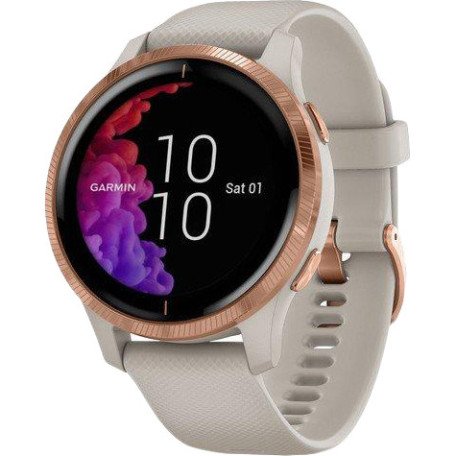 Спортивные часы Garmin Venu Rose Gold Stainless Steel Bezel w. Light Sand and Silicone B. (010-02173-23/22/21) (Refurbished)  Фото №0