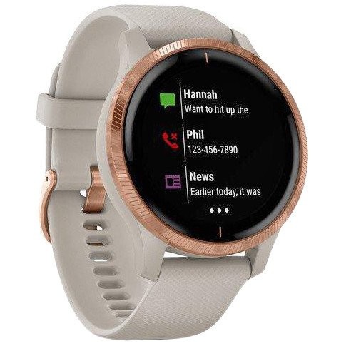 Спортивные часы Garmin Venu Rose Gold Stainless Steel Bezel w. Light Sand and Silicone B. (010-02173-23/22/21) (Refurbished)  Фото №1