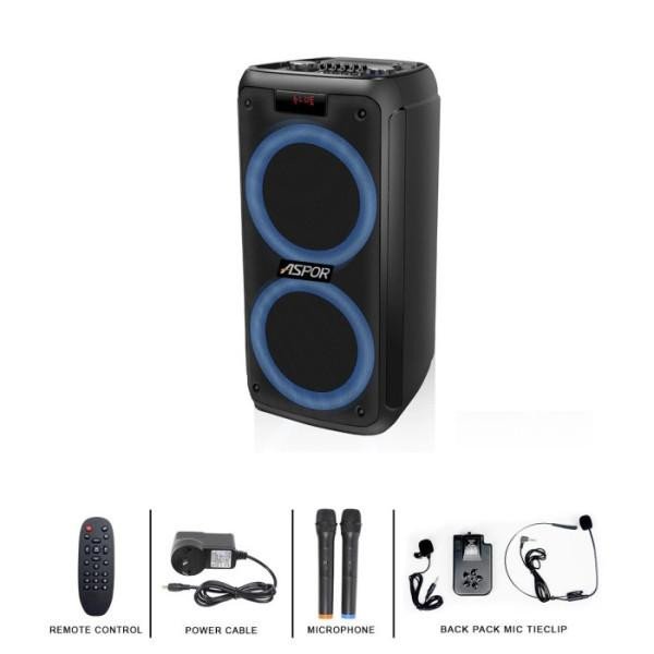Акустична портативна колонка ASPOR A668 (with microphone) Black  Фото №0